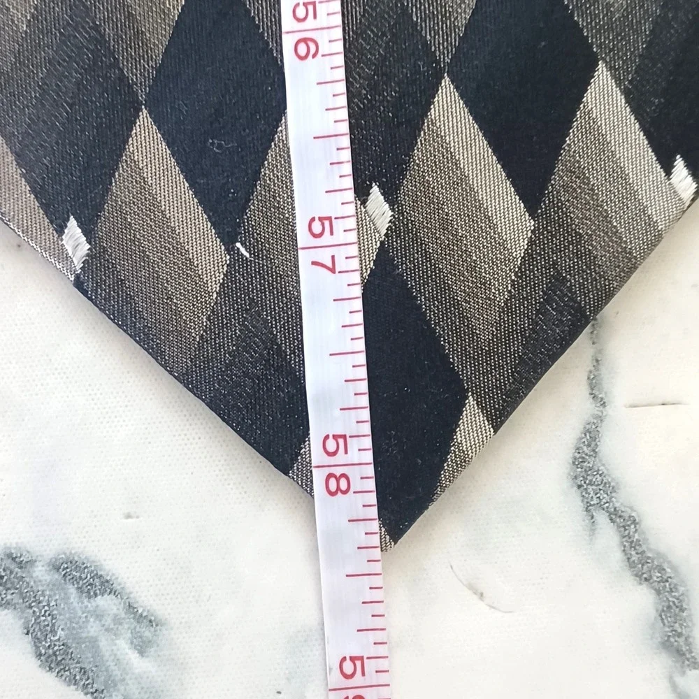 Joseph &‎ Feiss 100% Silk Tie Men Black Grey Silver Geometric Argyle Diamond